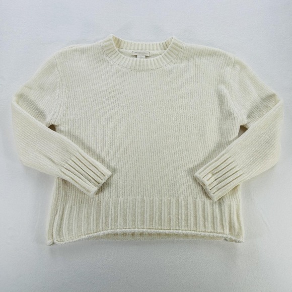 Christian Siriano Sweaters - Christian Siriano Sweater Womens Small White Ribbed Knit Crewneck Pullover Soft